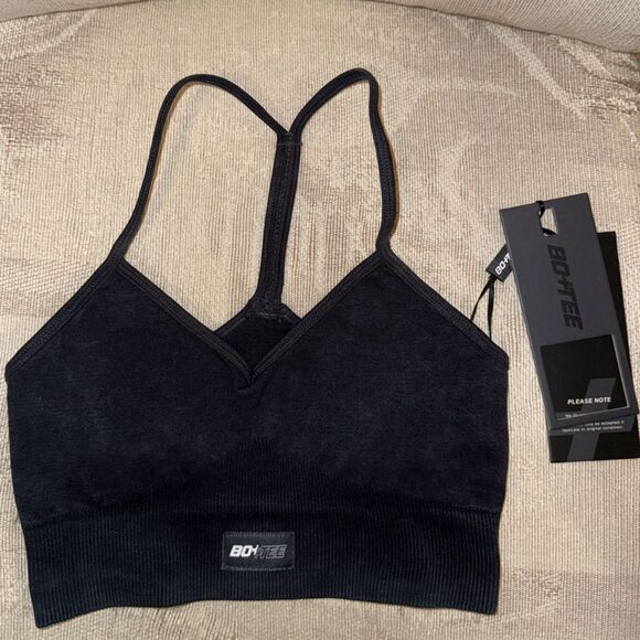 Bo+Tee Oxygen Acid Wash Seamless Sports Bra in Black/Gray, Size XS NWT - Picture 3 of 9